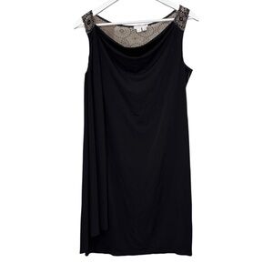 London Times Black Dress Draped Side Size Women's 10 NWT